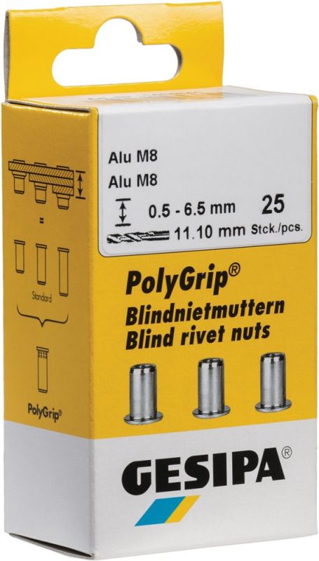 GESIPA PolyGrip® Nietschaft d x l 7 x 13,5 mm M5 Blindnietmutter