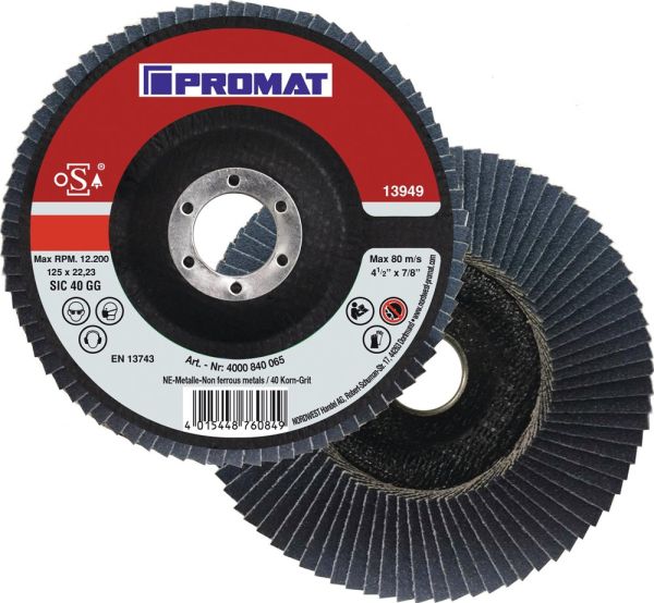 PROMAT  Ø 125 mm Körnung 60 gekröpft Fächerscheibe