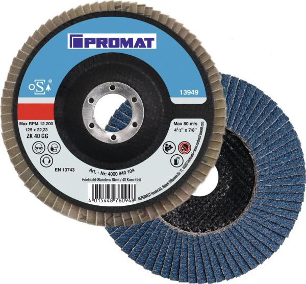 PROMAT  Ø 125 mm Körnung 80 gekröpft Fächerscheibe