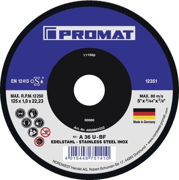 PROMAT  D125x1mm gerade Trennscheibe