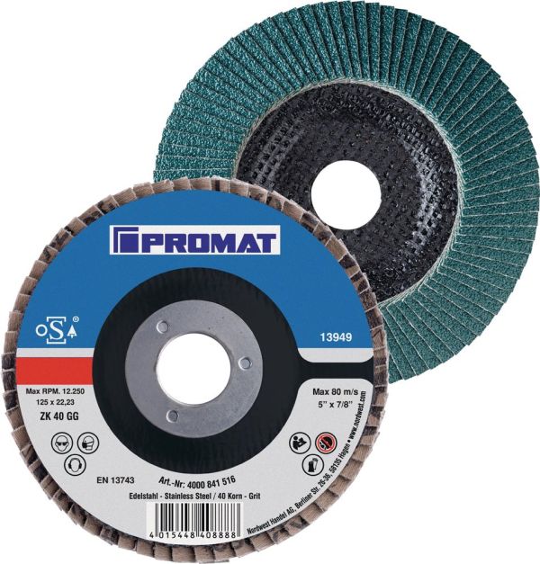 PROMAT  Ø 125 mm Körnung 80 gekröpft Fächerscheibe