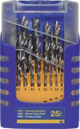 FISCH-TOOLS 013G 25-teilig Holzspiralbohrersatz