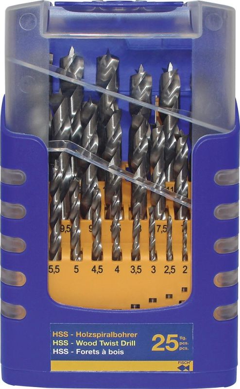 FISCH-TOOLS 013G 25-teilig Holzspiralbohrersatz