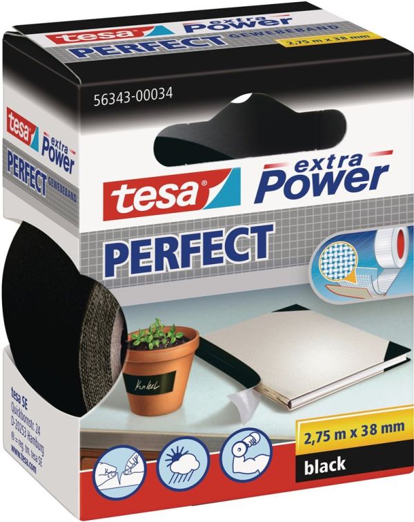 TESA extra Power® 56343 schwarz Gewebeband