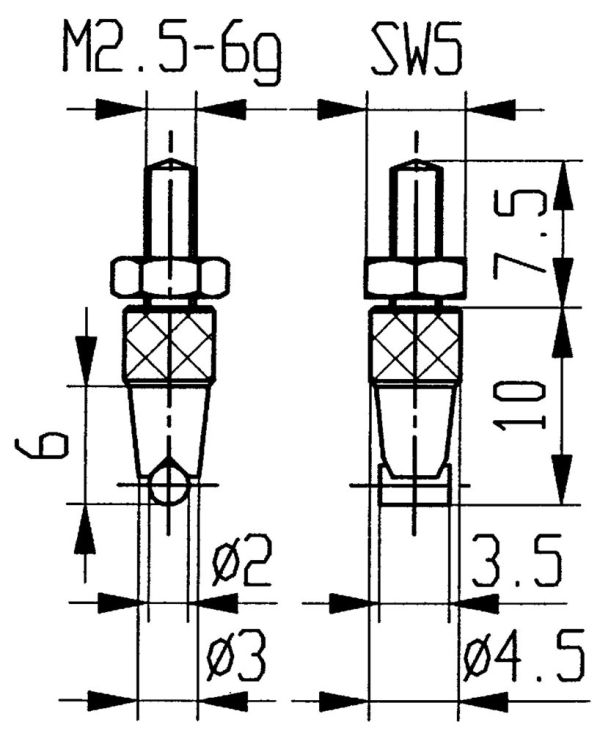 Ø 2 mm horizontaler Zylinder Messeinsatz