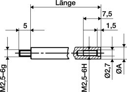 Länge 50 mm Messbolzen-Ø 4 mm Verlängerungsstück