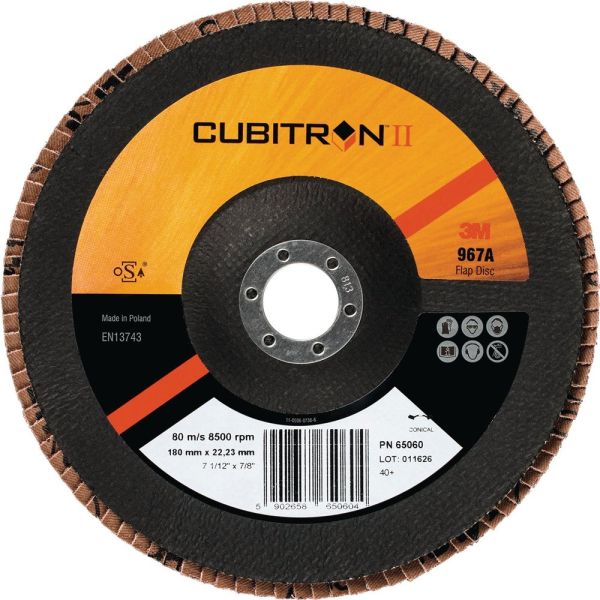 3M Cubitron™ II 967A Ø 125 mm Körnung 60 flach Fächerscheibe