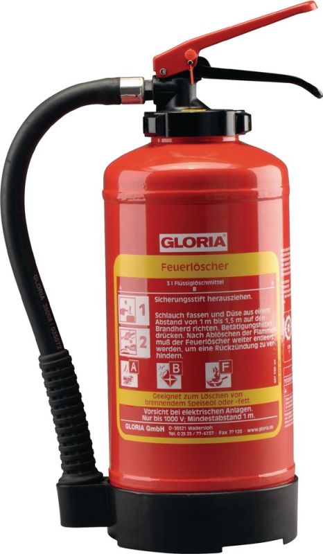 GLORIA  3 kg wiederaufladbar Fettbrandfeuerlöscher