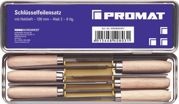 PROMAT DIN 7283 A-F Länge 100 mm Schlüsselfeilensatz