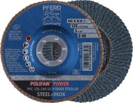 PFERD POLIFAN Z SG POWER STEELOX Ø 115 mm Körnung Z-60 flach Fächerscheibe