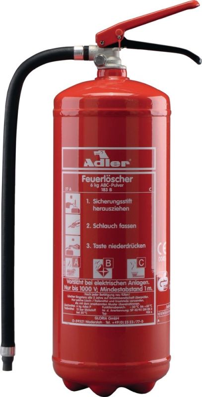 Adler PDE6 6 kg mit Dauerdruck Pulverfeuerlöscher