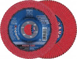 PFERD POLIFAN CO SGP CURVE STEELOX Ø 125 mm Körnung 60 konisch Fächerscheibe