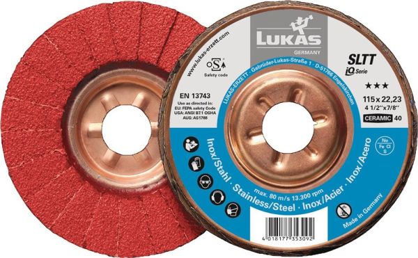 LUKAS SLTT Ceramic Ø 115 mm Körnung 60 flach Fächerscheibe