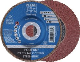 PFERD POLIFAN A SG STEELOX Ø 125 mm Körnung A-40 flach Fächerscheibe
