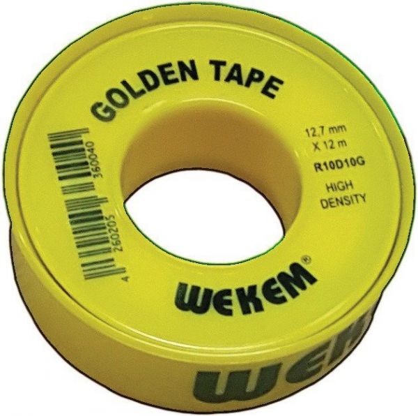 WEKEM Golden Tape L12 m B12.7 mm D0.1 mm PTFE Dichtband