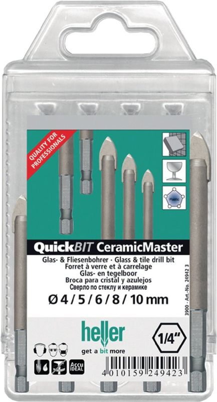 HELLER QuickBit® Ceramik Master 5-teilig  Ø 4. 5. 6. 8. 10 mm Bohrersatz