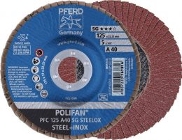 PFERD POLIFAN A SG STEELOX Ø 115 mm Körnung A-40 konisch Fächerscheibe