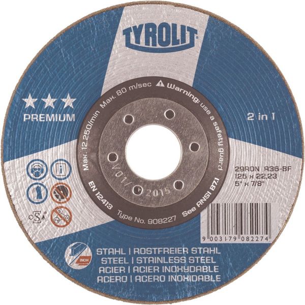 TYROLIT A24Q-BF RONDELLER 2in1 D125xSmm Schruppscheibe