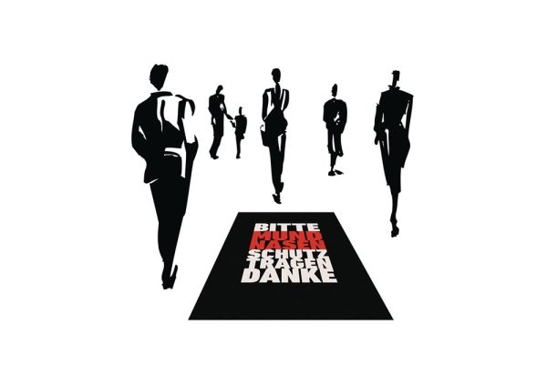 Schmutzfangmatte Mundschutz tragen rot/schwarz PA L1500xB900xS6mm MILTEX