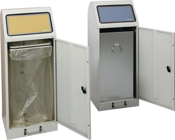 Abfallsammler 70 l H1000xB400xT380mm Stahlblech verzinkter Einsatz mit Trethebel